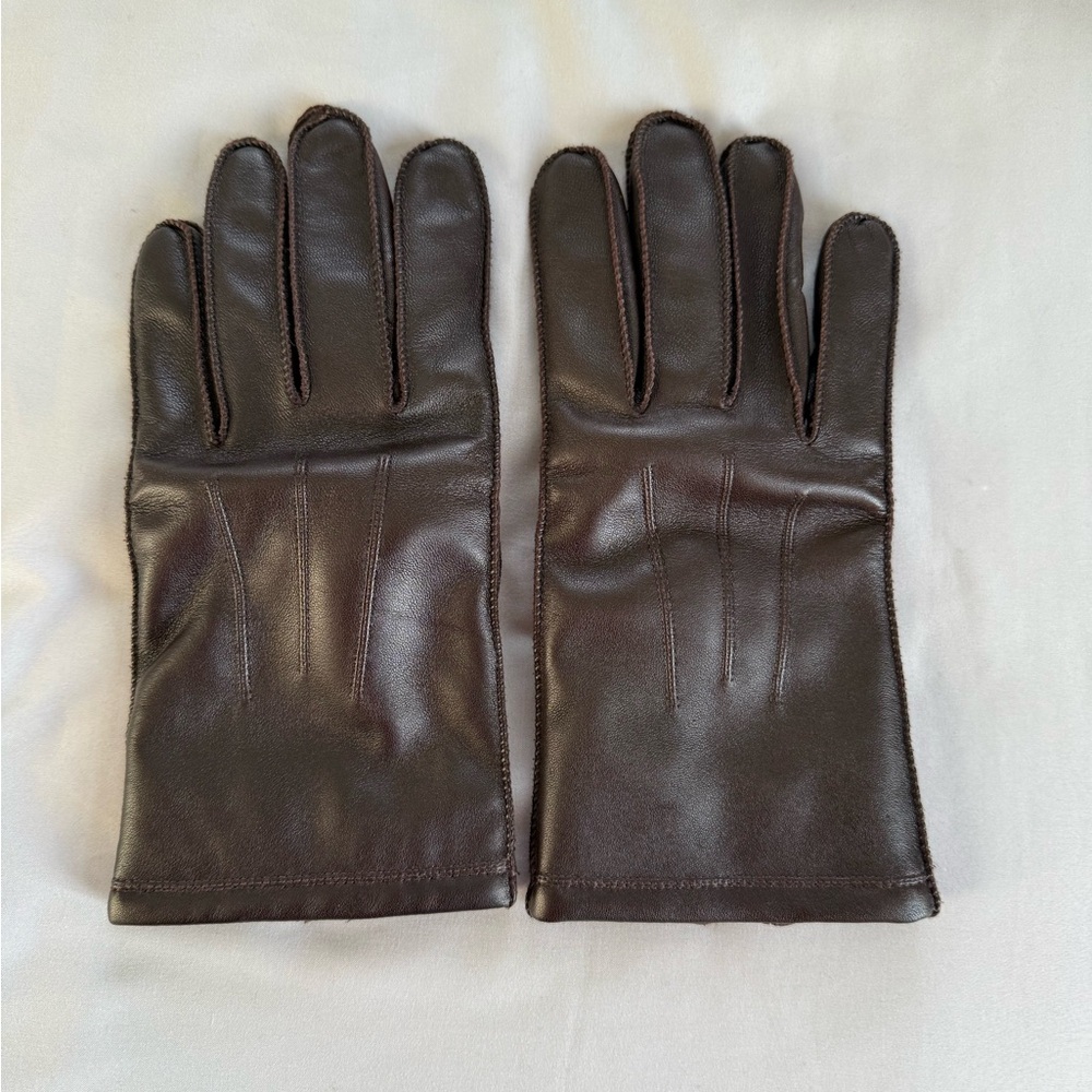 Isotoner Brown Leather Gloves for Men